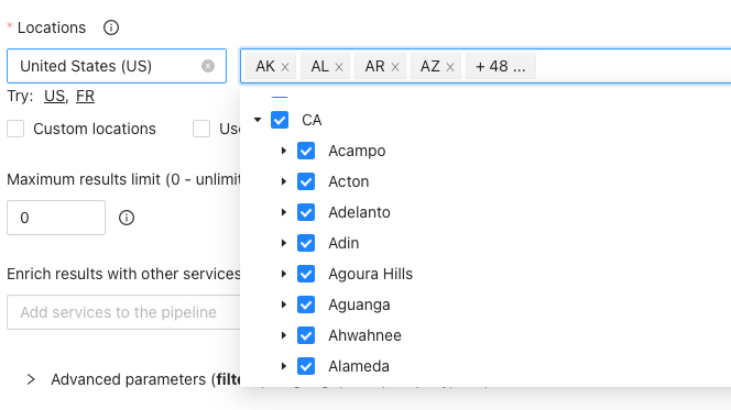 Search for any location/city/country